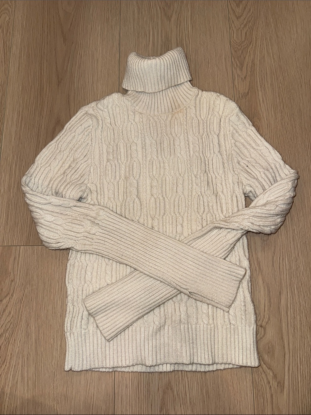 Zara Cream Cable Turtleneck Sweater